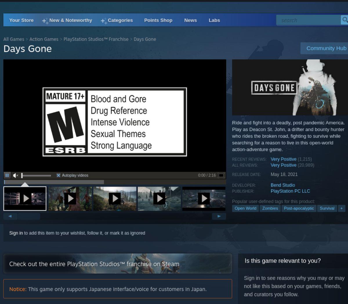 วิธีเล่น Days Gone บน Linux