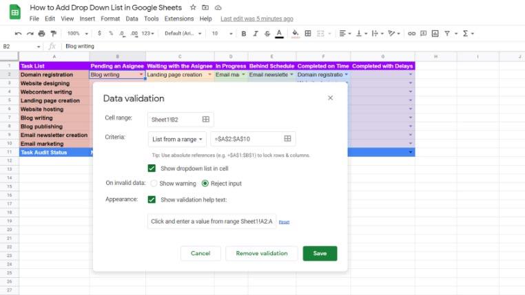 So fügen Sie eine Dropdown-Liste in Google Sheets hinzu: 2 schnelle Methoden