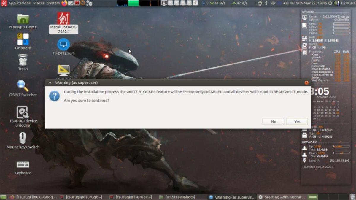 วิธีการติดตั้งการแจกจ่าย Tsurugi Linux