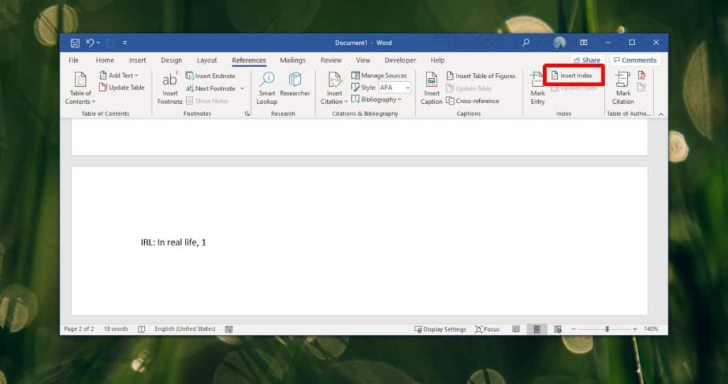 Cara membuat indeks akronim di Word – Office 365