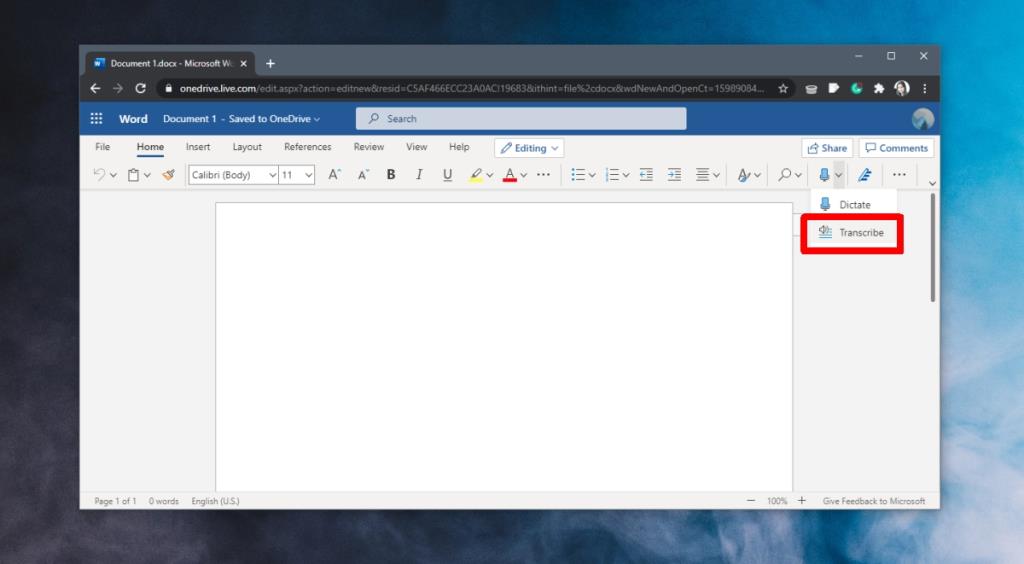 Cara menyalin audio dengan Office 365 online