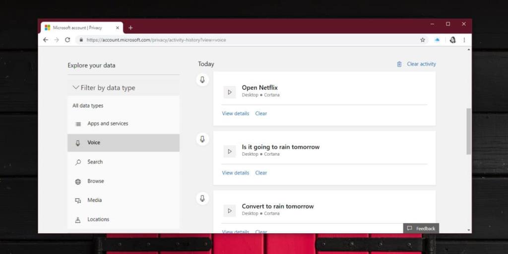 Windows10でCortana音声検索履歴を表示する方法