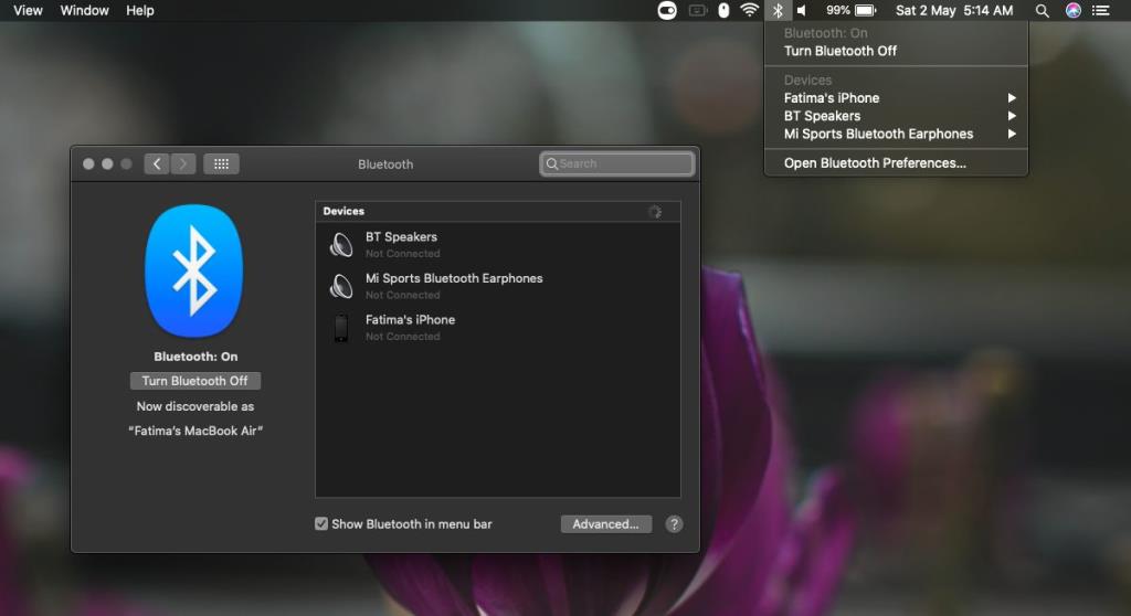 Cara melihat baterai untuk perangkat Bluetooth di macOS