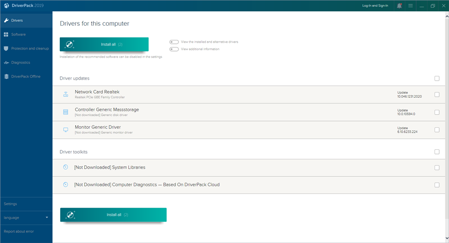 Windows用のDriverPackソリューション：ダウンロード、インストール+使用方法