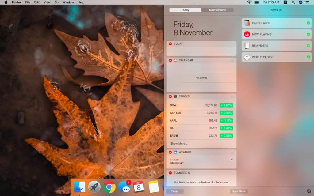Cara menambah/menghapus widget di Pusat Pemberitahuan di macOS