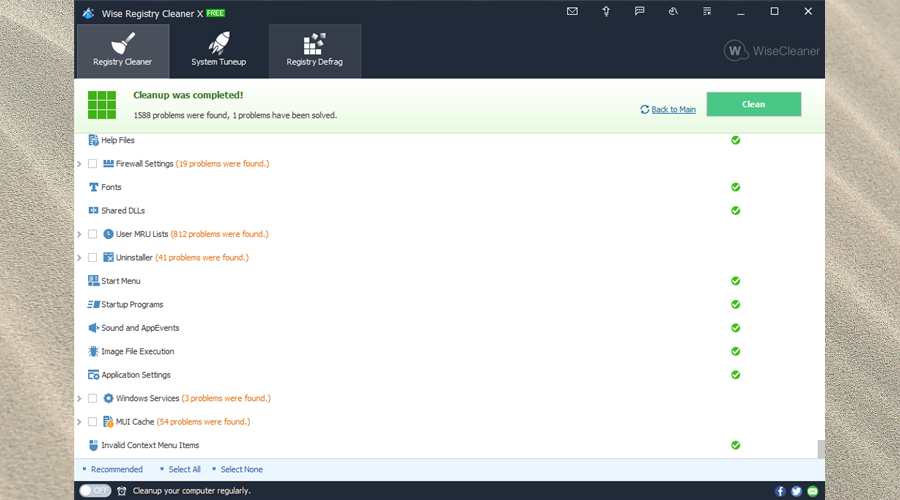 Wise Registry Cleaner（無料）ダウンロードとクイックレビュー