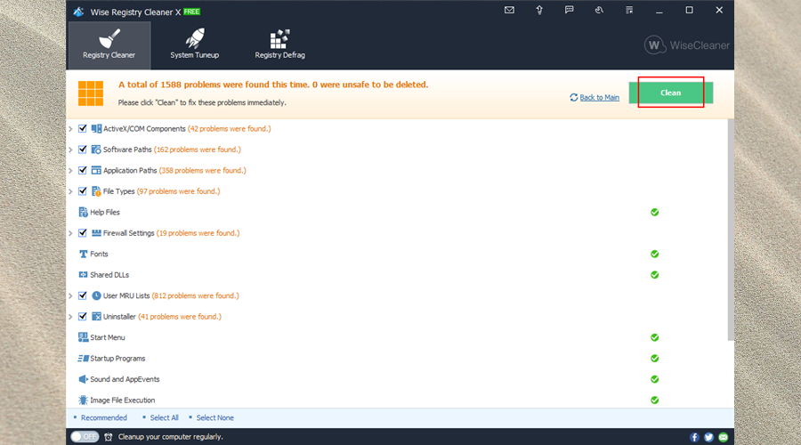 Wise Registry Cleaner（無料）ダウンロードとクイックレビュー