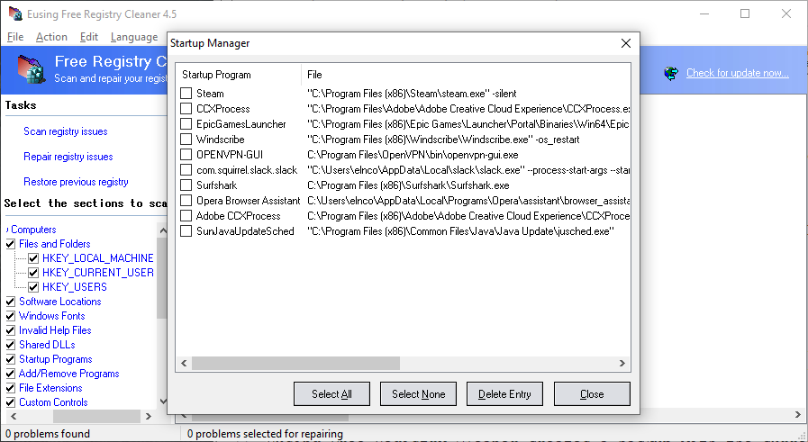 無料のレジストリクリーナーの使用：ダウンロード+使用方法