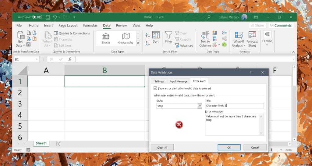 Bagaimana cara menambahkan batas karakter ke sel di Excel