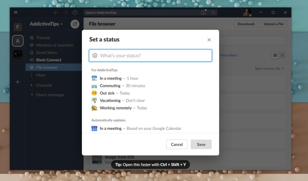 Slack 상태를 설정하는 방법