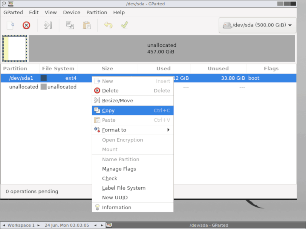 Cum se clonează un hard disk Linux cu Gparted