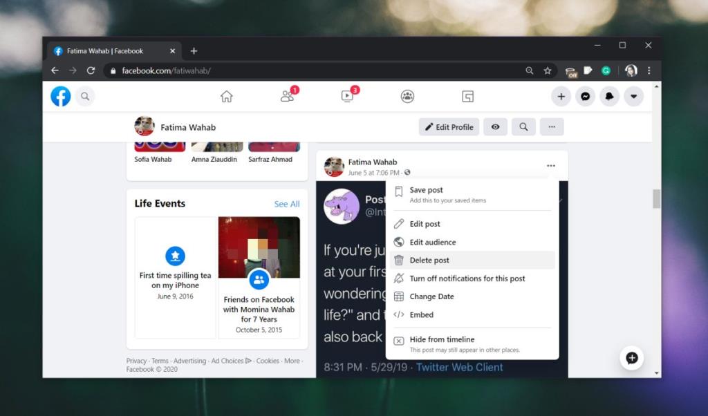Cara menghapus postingan di Facebook Cara menghapus postingan di Facebook