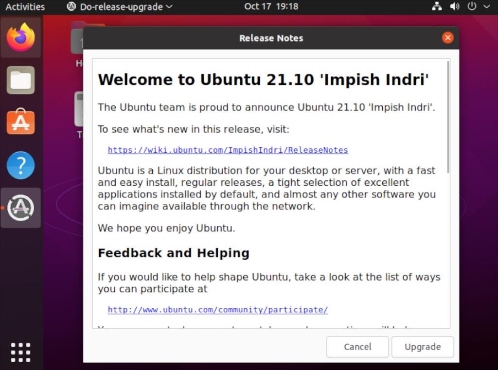 วิธีอัปเกรดเป็น Ubuntu 21.10