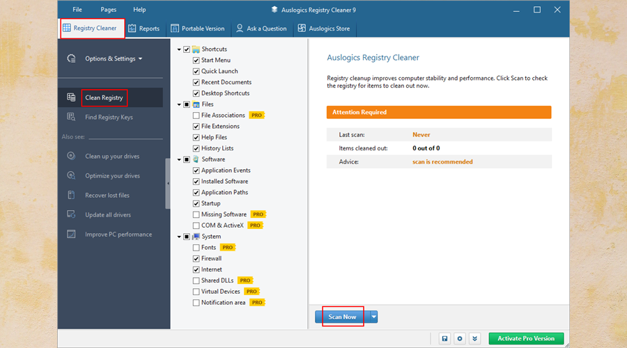 Auslogics Registry Cleaner（レビュー）：安全に使用できますか？