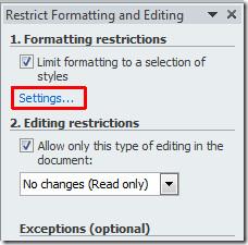 編集を制限してWord 2010文書を保護する