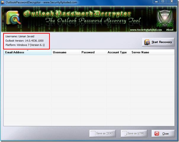OutlookPasswordDecrypterでOutlookのパスワードを回復する