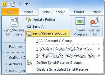 Omówienie wysyłania/odbierania w programie Outlook 2010