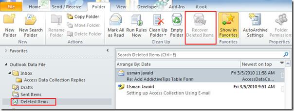 Outlook 2010: استعادة رسائل البريد الإلكتروني المحذوفة Outlook 2010: استعادة رسائل البريد الإلكتروني المحذوفة