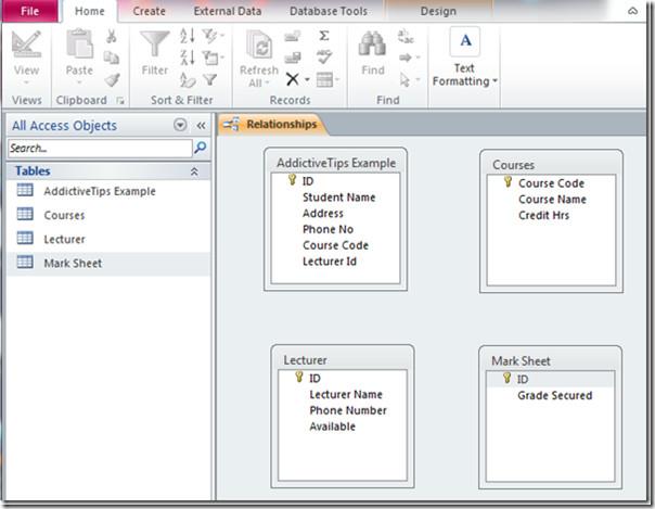 Access 2010: データベーステーブル間のリレーションシップの構築