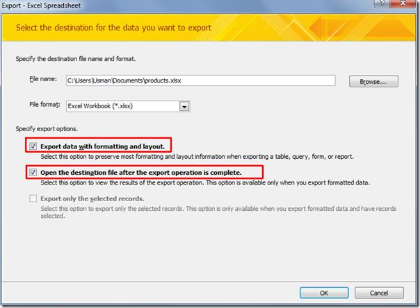 Access 2010: データベーステーブルを Excel 2010 にエクスポートする