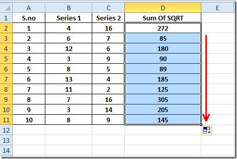 Excel 2010: SUMSQ関数