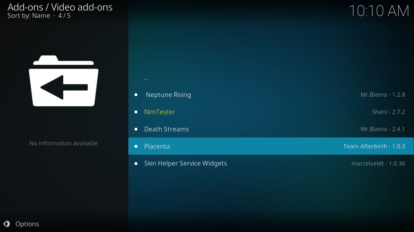 プラセンタKodiアドオン、最新のExodusフォーク