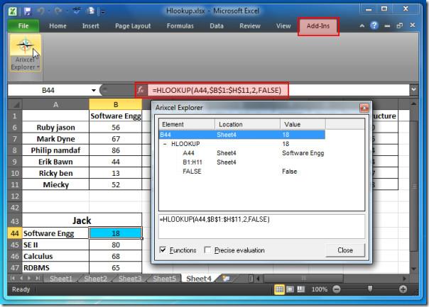 数式を分析し、Excel 2010の参照元と参照先のトレース機能を改善する