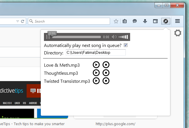 Firefoxで任意のフォルダまたは音楽ライブラリから音楽を再生する
