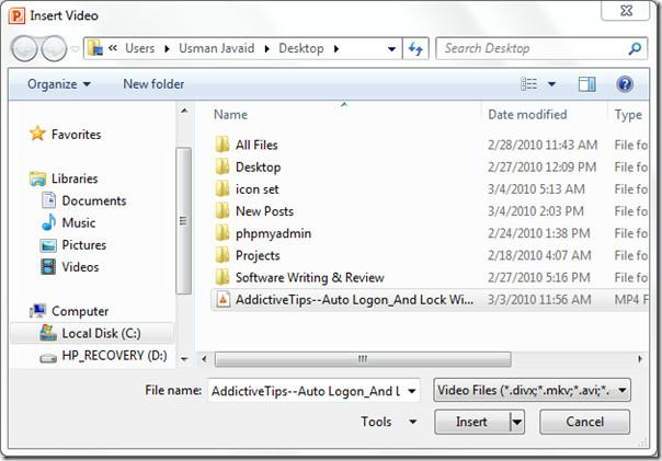 Încorporarea videoclipului în Excel 2010