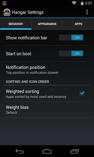Hangar – 通知ドロワーからよく使うアプリにアクセス
