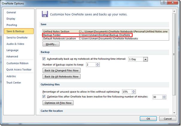 OneNote 2010 ノートブックのバックアップ