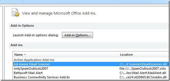 Outlook 2010でAd-Aware Freeを使ってメールウイルスをスキャンする