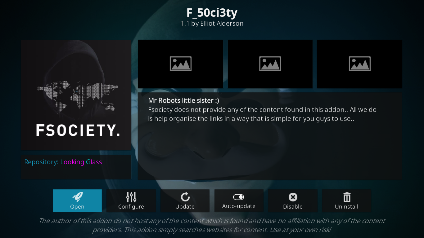 KodiのF_50ci3ty（Fsociety）アドオン - インストールと機能