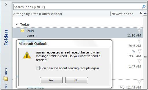 Outlook 2010 開封確認メールの追跡 Outlook 2010 開封確認メールの追跡