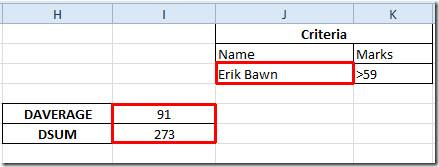 Funcții ale bazei de date Excel: DAVERAGE și DSUM