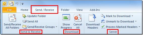 Omówienie wysyłania/odbierania w programie Outlook 2010