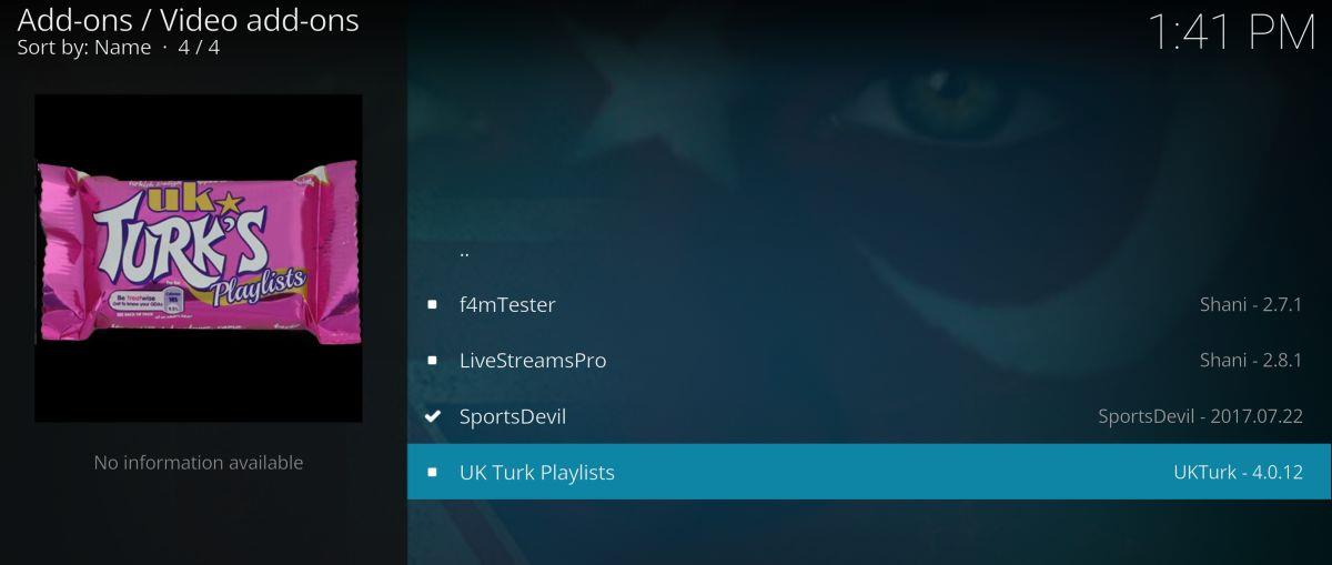 Installer le module complémentaire UK Turk Playlists pour Kodi, les sources de travail et les dépôts