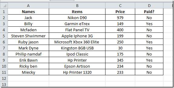 Funkcja SUMA.JEŻELI w programie Excel 2010