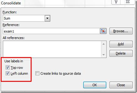 Excel 2010 のデータ統合機能を使用してスプレッドシートを結合する