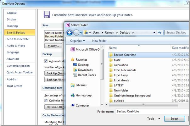 OneNote 2010 ノートブックのバックアップ