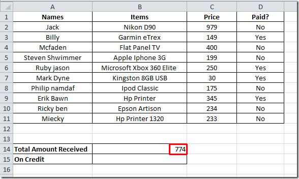 Funkcja SUMA.JEŻELI w programie Excel 2010