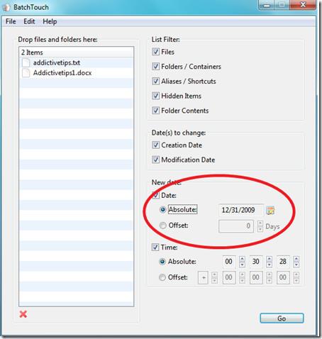 バッチタッチ - ファイルとフォルダの作成/更新日を変更する