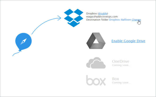Balloon: 記事、画像、PDF を Dropbox または Google Drive に保存 [Chrome]