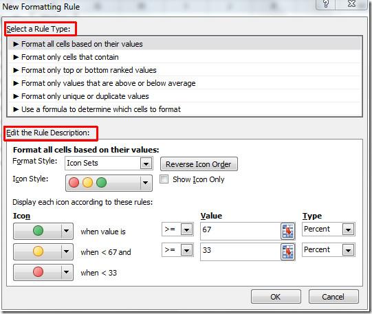 Zestawy ikon programu Excel 2010