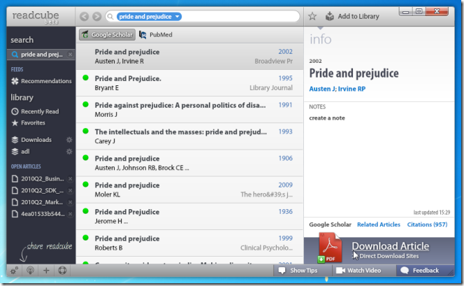 ReadCube: Google ScholarでPDFを検索し、ローカルのPDFファイルを整理する