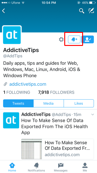 Twitterアカウントのすべてのツイートの通知を有効にする方法