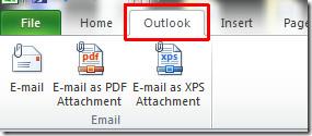 Excel 2010にOutlookメールツールを追加する Excel 2010にOutlookメールツールを追加する