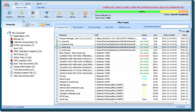 Récupérez des fichiers supprimés du disque dur, de la clé USB ou de l'appareil photo avec Undelete 360