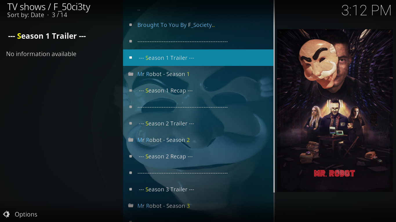 KodiのF_50ci3ty（Fsociety）アドオン - インストールと機能