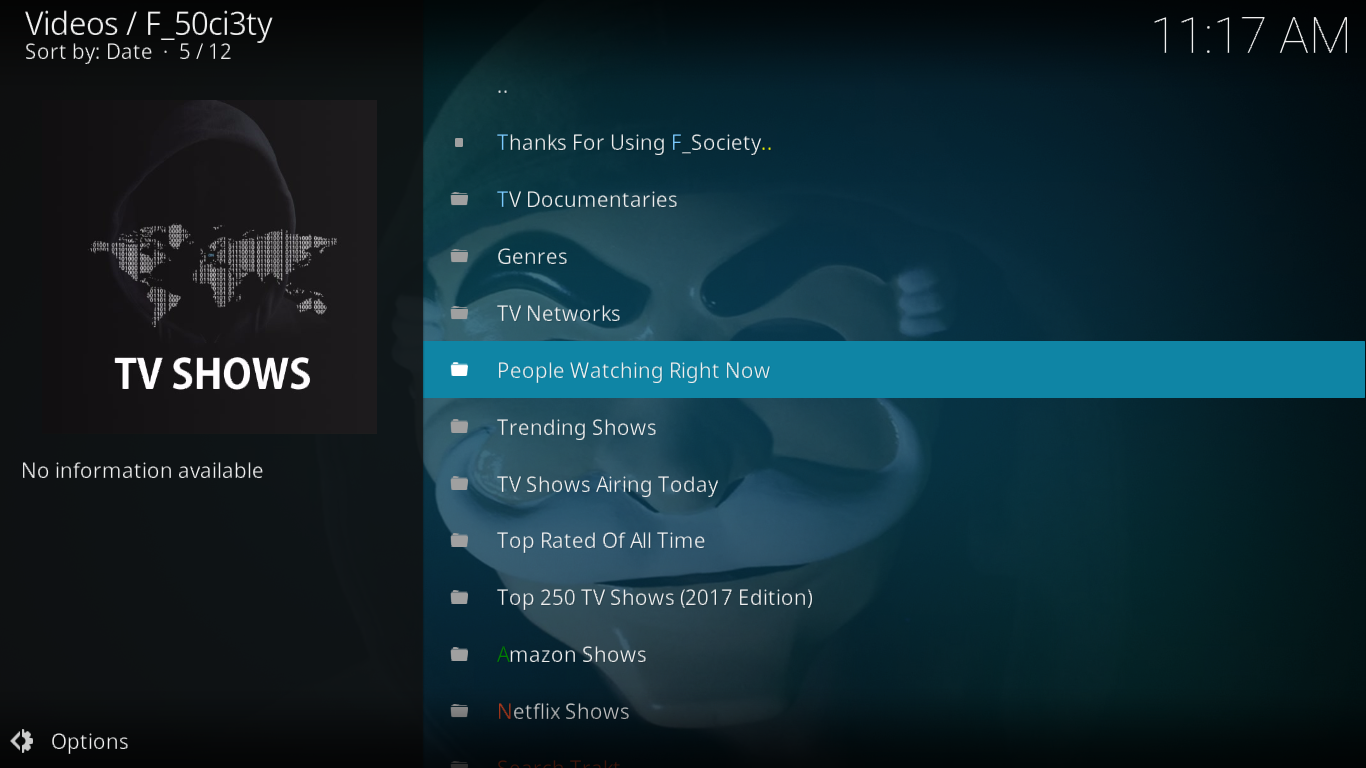 KodiのF_50ci3ty（Fsociety）アドオン - インストールと機能